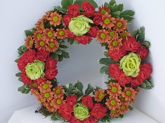 wreath with roses and mums